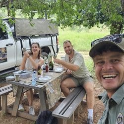 clients enjoying a lunch after half day imfolozi park safari